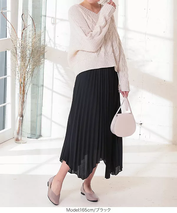 ランダムヘムプリーツフレアスカート [M2749]