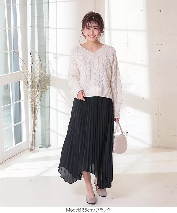 ランダムヘムプリーツフレアスカート [M2749]