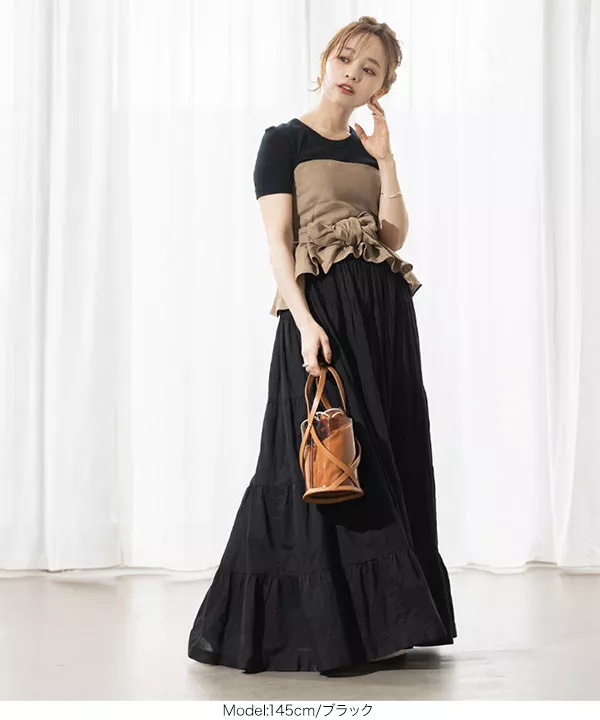 田中亜希子さんコラボ ]インド綿ティアードスカート [M2780