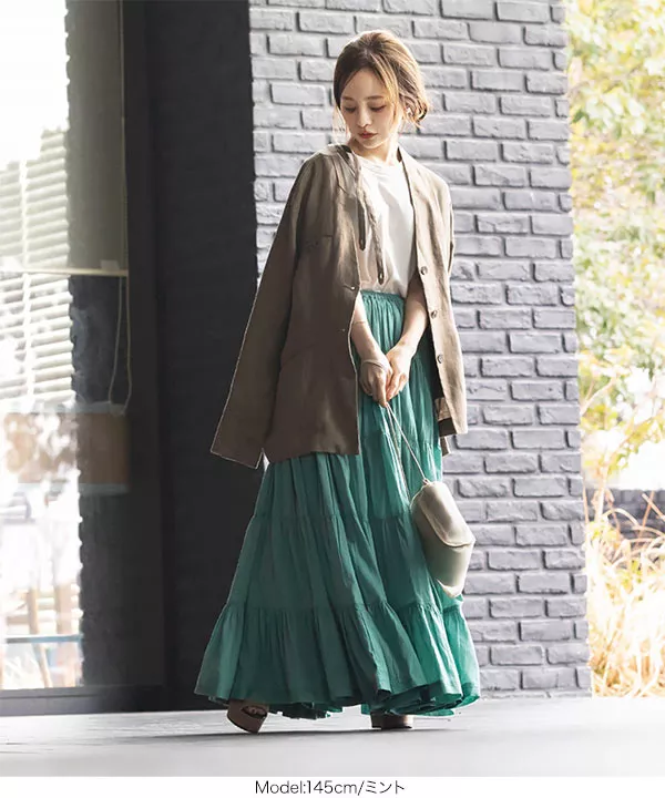 田中亜希子さんコラボ ]インド綿ティアードスカート [M2780