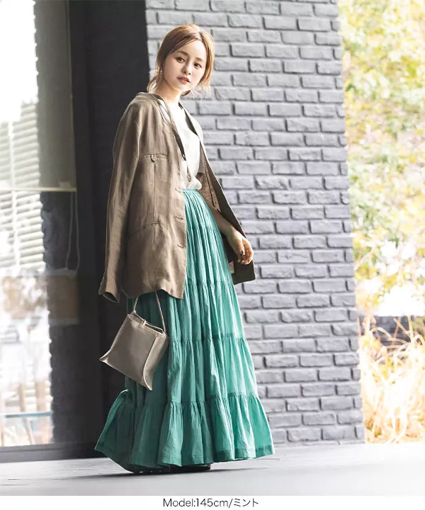 田中亜希子さんコラボ ]インド綿ティアードスカート [M2780