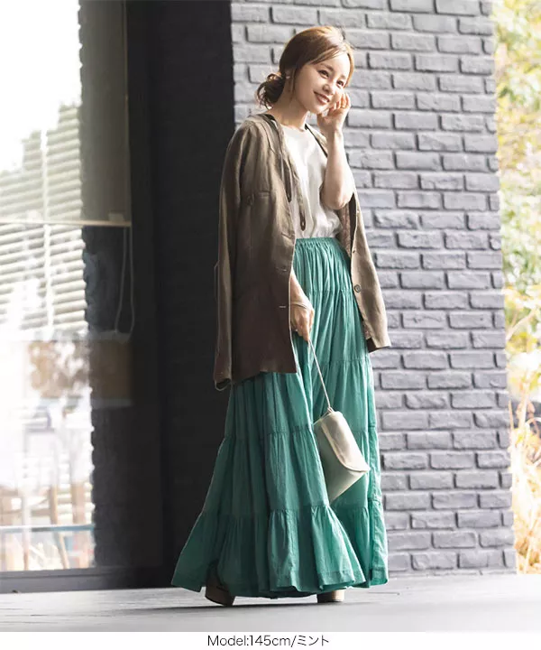 [ 田中亜希子さんコラボ ]インド綿ティアードスカート [M2780]