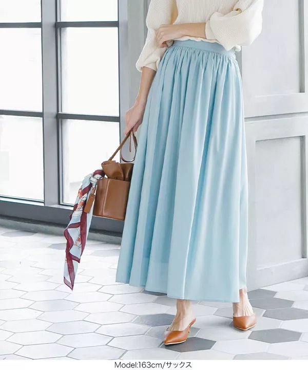 ウエストギャザーシフォンスカート [M2823]