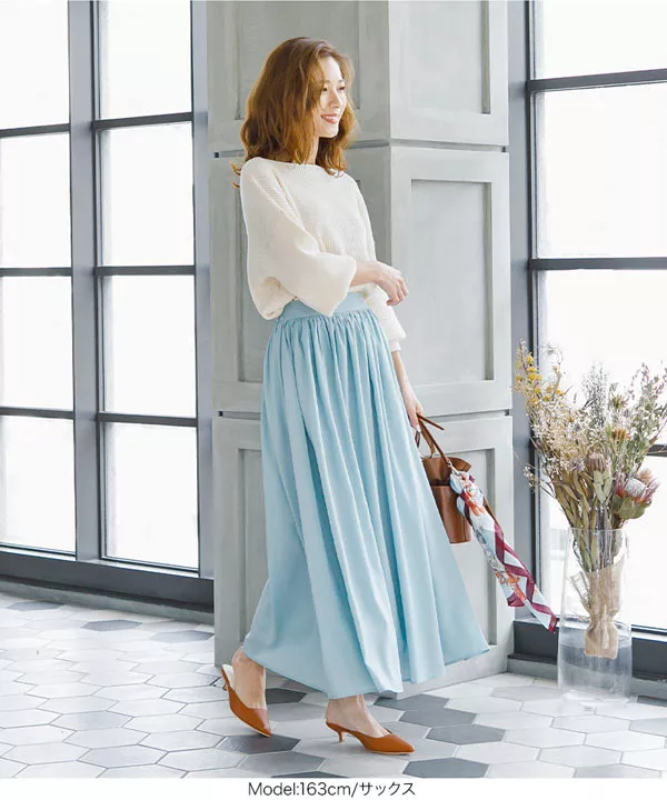 ウエストギャザーシフォンスカート [M2823] - レディース