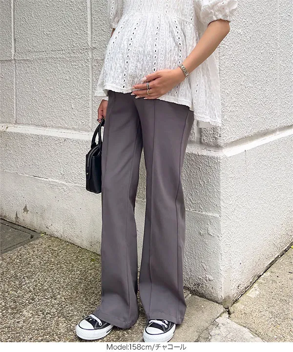mamaレタス ]のびのびストレッチセンターラインマタニティパンツ