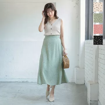 セミフレアロング丈ドットスカ−ト [M2840]