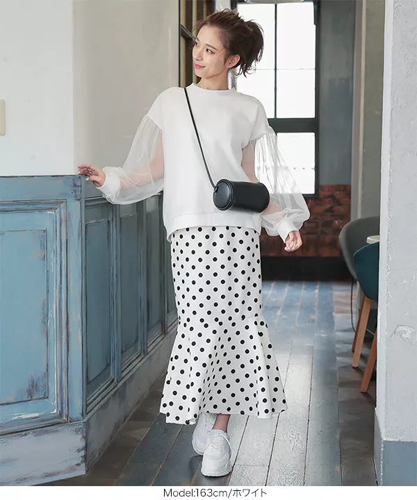 ドット柄マーメイドスカート [M2863] - レディースファッション