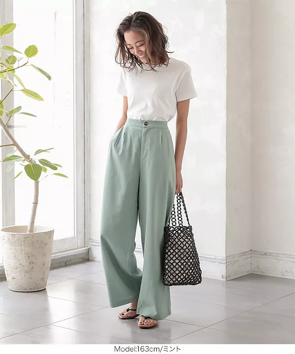 リネンタッチストレートパンツ [M2893] - レディース