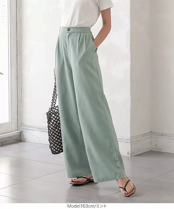 美品✨ ハウスオブロータス　バテンレース　パンツ リネン　麻　ミントグリーン リネンタッチストレートパンツ [M2893] - レディースファッション通販