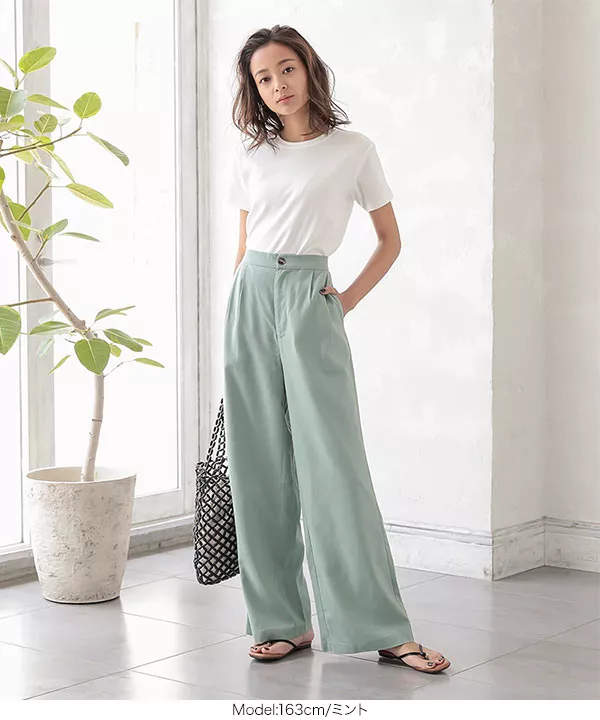 リネンタッチストレートパンツ [M2893] - レディースファッション通販