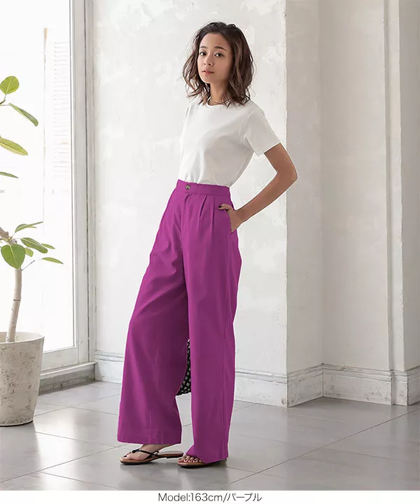 リネンタッチストレートパンツ [M2893]