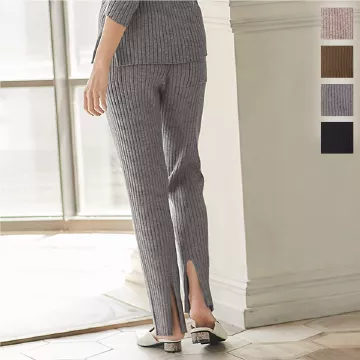 バックスリットもっちりリブニットパンツ [M2927]