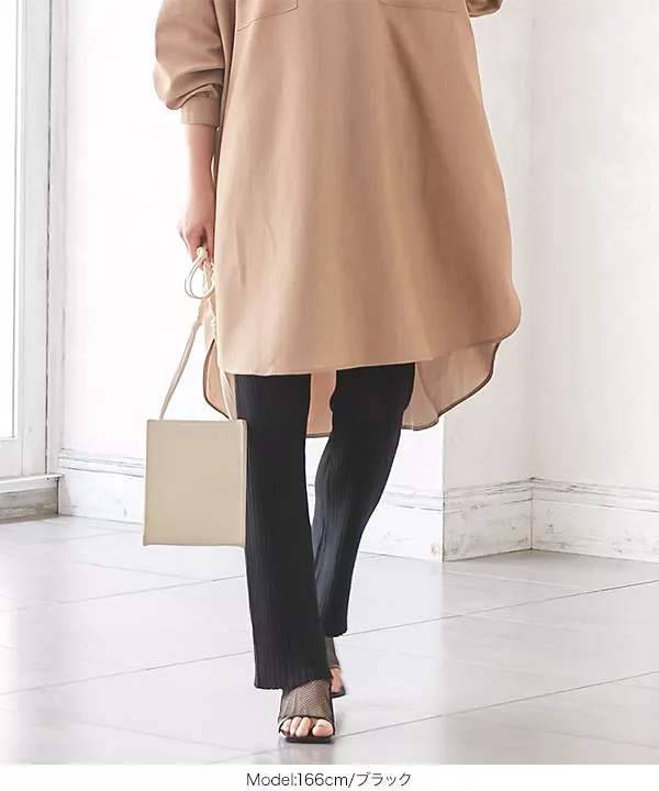 バックスリットもっちりリブニットパンツ [M2927]