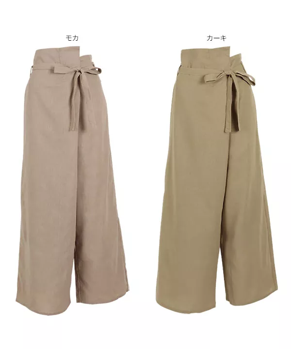 リネンタッチアシメウエストラップパンツ [M2962]