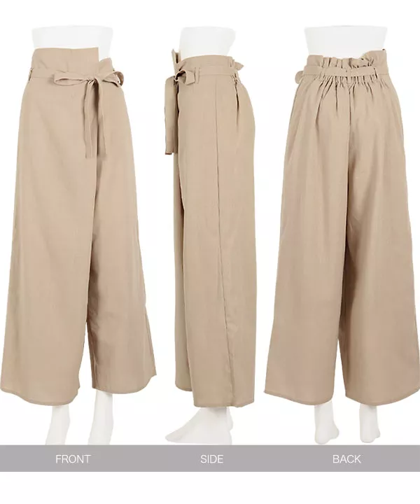 リネンタッチアシメウエストラップパンツ [M2962]