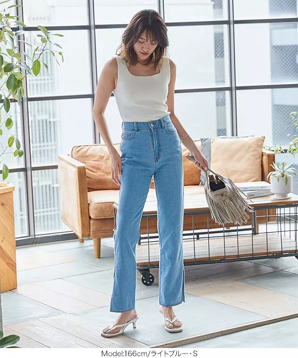 スリットストレートデニム [M2984] - レディースファッション通販 神戸