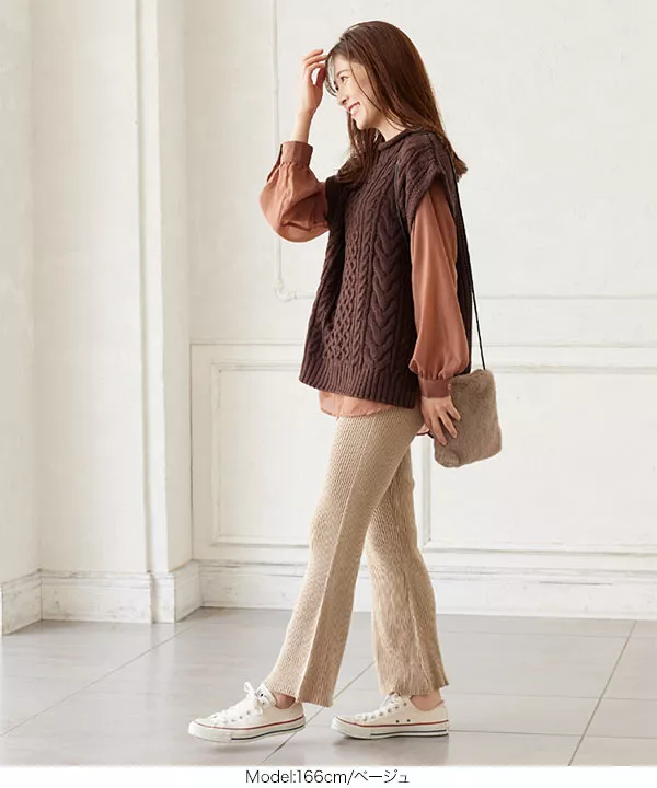 papier リブパンツ CAMBIO(カンビオ)】Ripple Cut sew Relax Tapered Pants