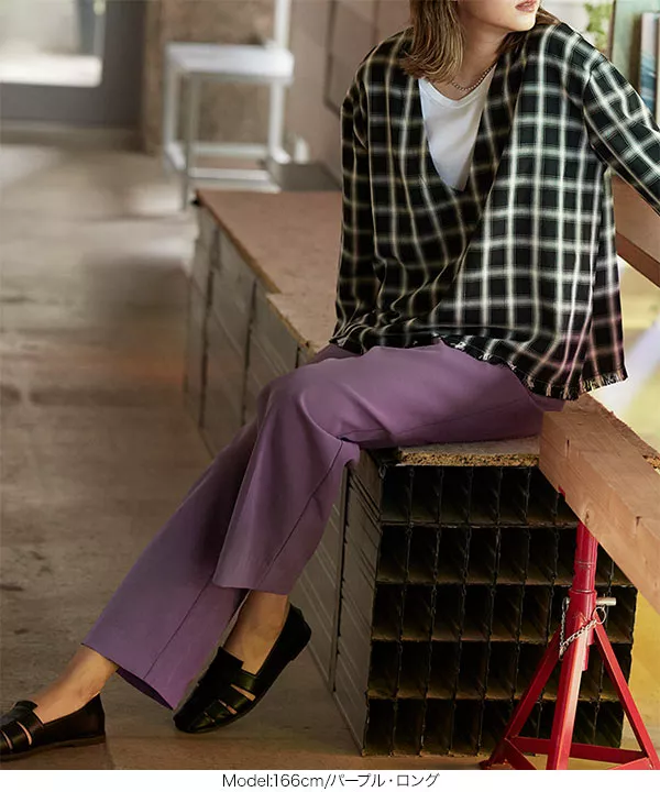 ハイウエストストレートタックパンツ [M3060] - レディース