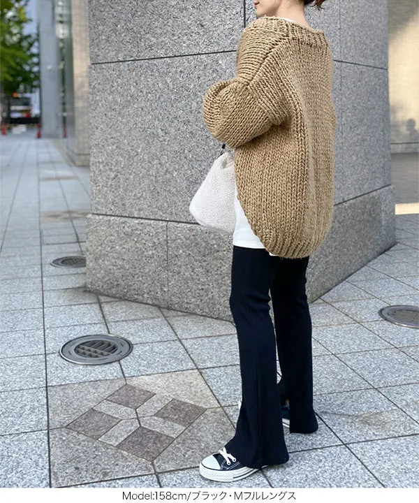 ［ 選べる3丈 ］裏微起毛サイドスリットフレアリブパンツ [M3073]