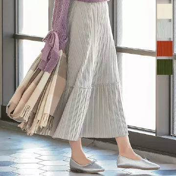 フェイクウール切り替えプリーツスカート [M3081]