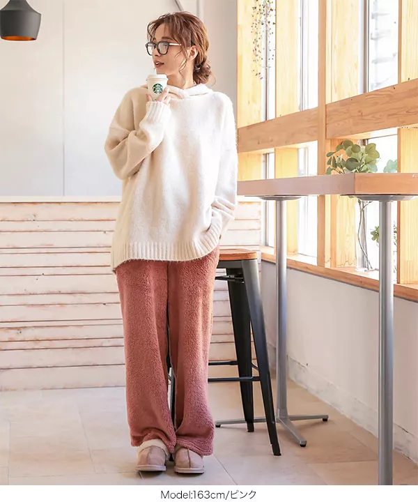 ふわふわボアリラックスイージーパンツ [M3108] - レディース