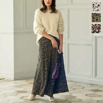 リーフ柄切り替えスカート [M3125]