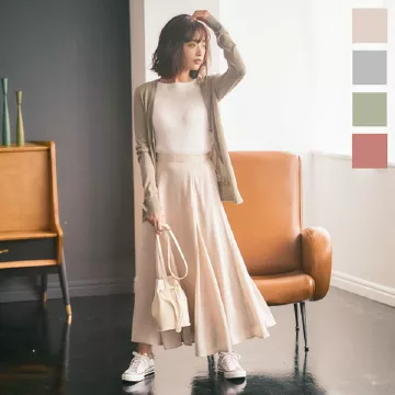 光沢パネルフレアスカート [M3142]