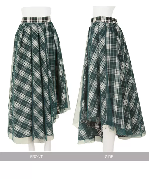 14300円現行品 新品 SCOT CLUB チェックチュールスカート グレー  