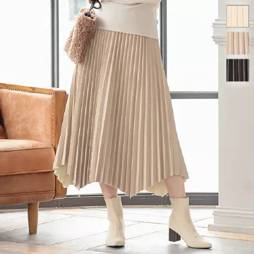 フェイクレザープリーツフレアスカート [M3178]