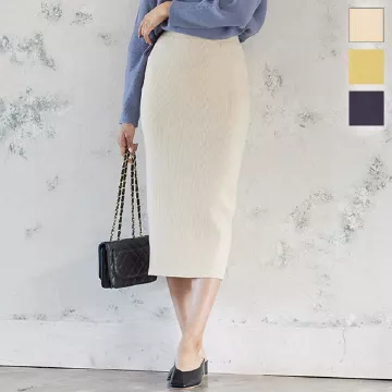 リブ編みもっちりロングニットスカート [M3202]