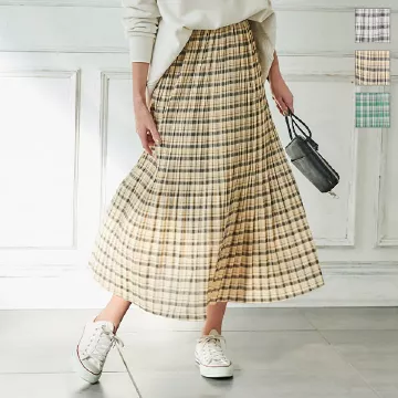 試着のみ【ふりふ】 椿柄 シフォンスカート ロング プリーツスカート ロングスカート レディース シフォン