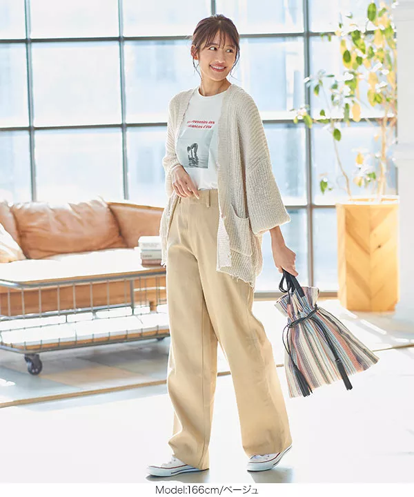サイドテープチノワイドパンツ [M3206] - レディースファッション通販