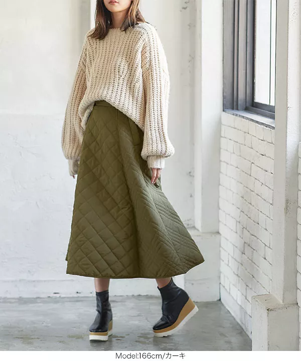 キルティングフレアスカート [M3214] - レディースファッション