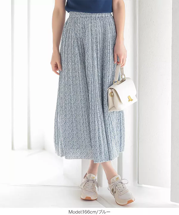 花柄消しプリーツフレアスカート [M3232] - レディースファッション