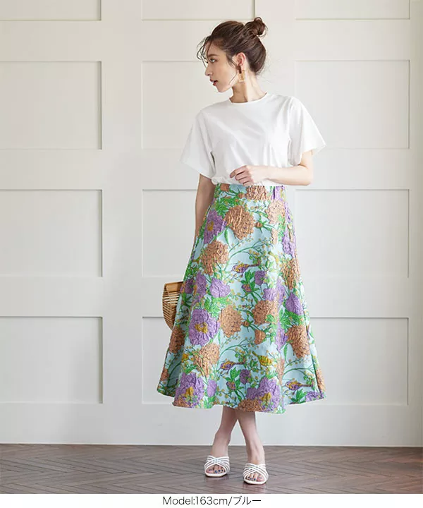 新品✨DOLCE & GABBANA ミニスカート フラワープリント ジャガード セール】 フラワージャガードフレアスカート （ミニ・ひざ丈