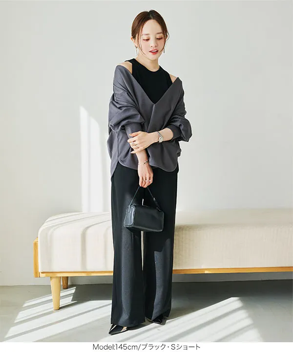 田中亜希子さんコラボ ] 選べるサイズ ジャージーワイドパンツ[M3363