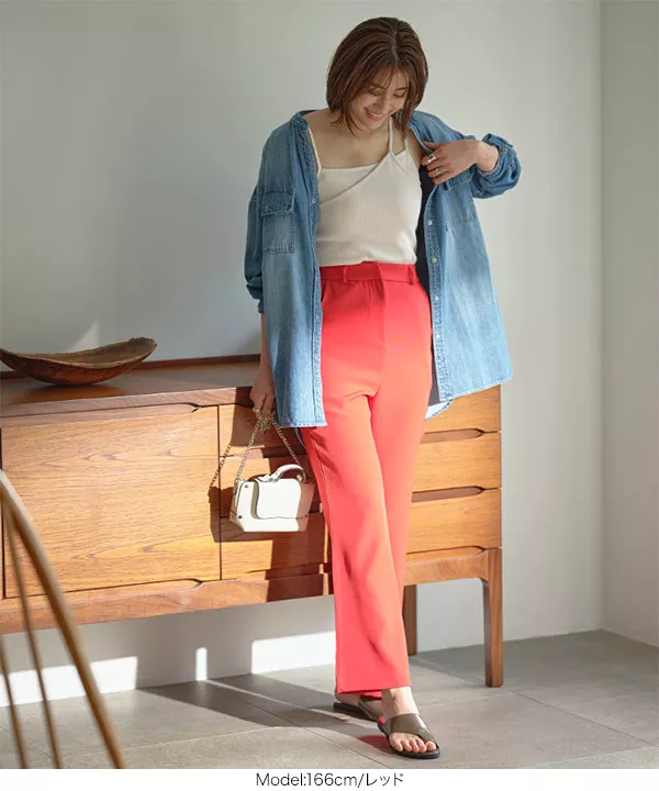 フレアシルエットカラースラックスパンツ [M3383]