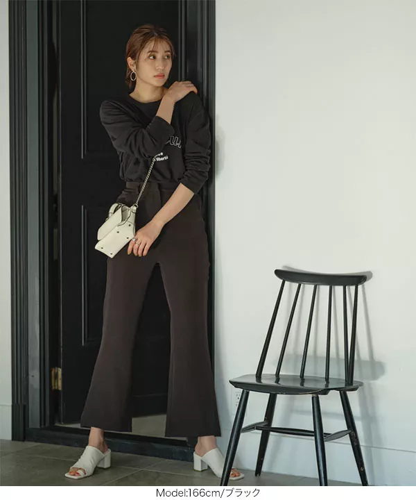 フレアシルエットカラースラックスパンツ [M3383] - レディース