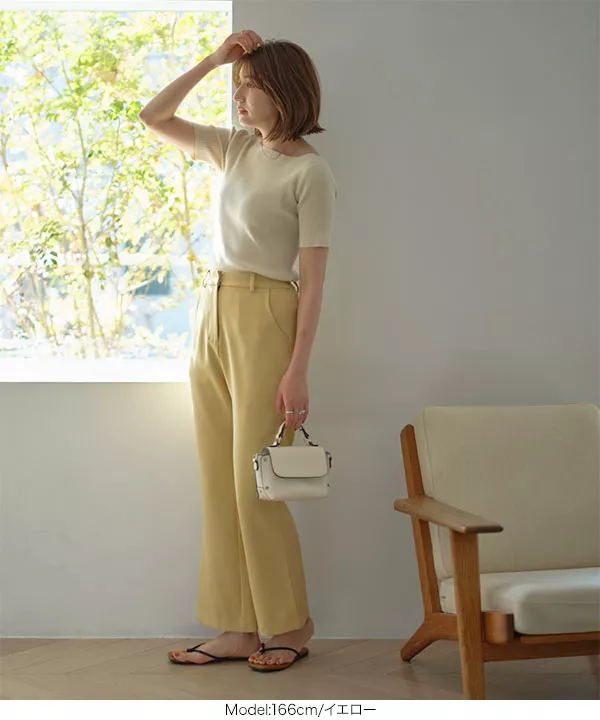 フレアシルエットカラースラックスパンツ [M3383]