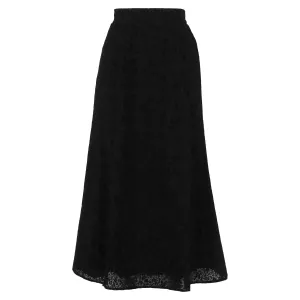 シフォンフロッキー花柄セミフレアスカート [M3397] - レディース
