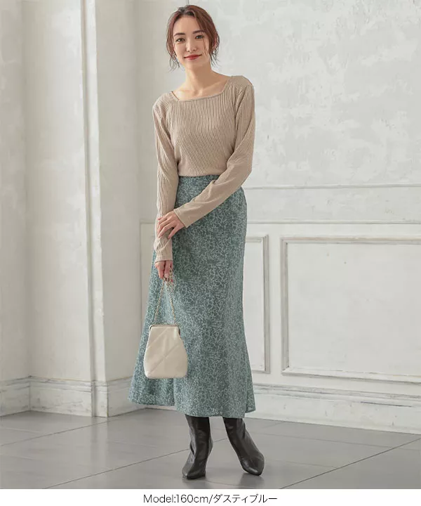 シフォンフロッキー花柄セミフレアスカート [M3397] | ボトムス全品
