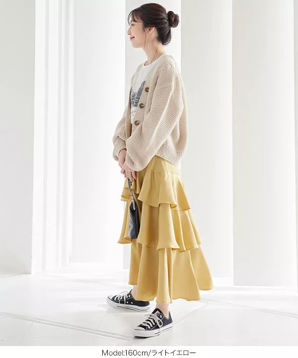 leur logette フリルスカート 1サイズ 2color 】アシンメトリーレースフリルスカート ／ asymmetrical