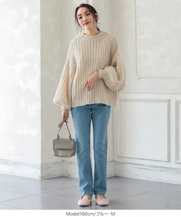 センターラインストレッチデニムパンツ [M3454] - レディース