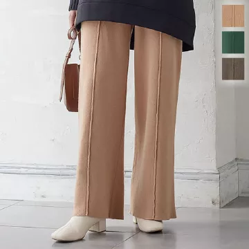 センターライン入りニットパンツ [M3516] - レディース