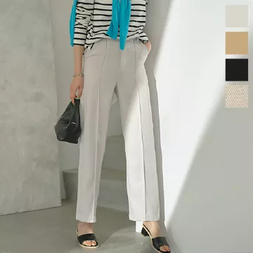 センタータック ニットパンツ titivate パンツ センターピンタックスリムニットパンツ