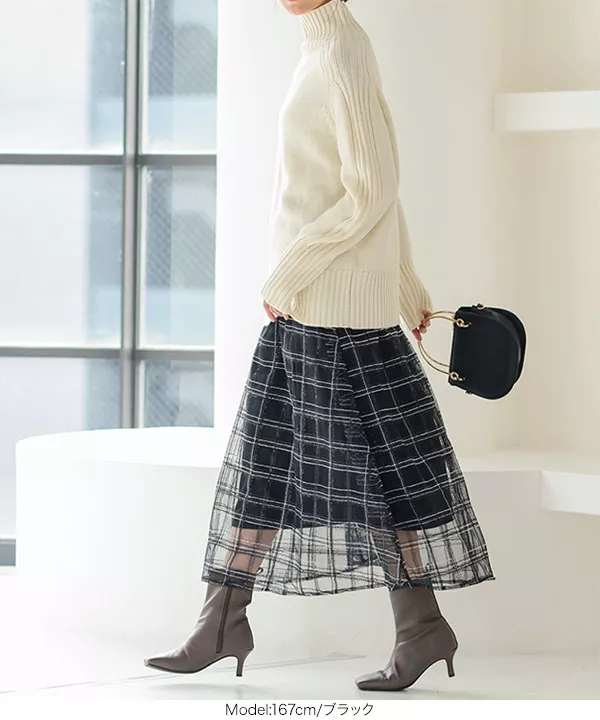 チェック刺繍ギャザースカート [M3530] - レディースファッション通販 ...