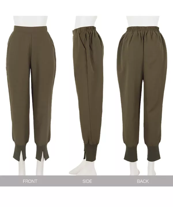 PLEATS PLEASE ジョガーパンツ カーキ グレー サイズ3 裾スリットジョガーパンツ [M3539] - レディースファッション