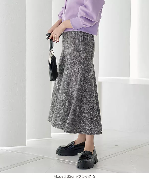 カラーツイードマーメイドスカート [M3543] - レディースファッション