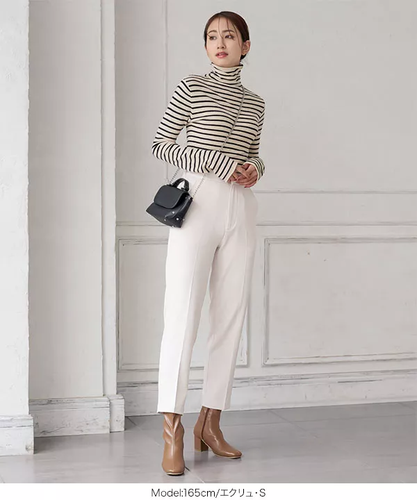 【関税込み】Rohe ベージュ ミッドライズ テーラードパンツ ハイウエストカラーテーパードパンツ [M3566] - レディース