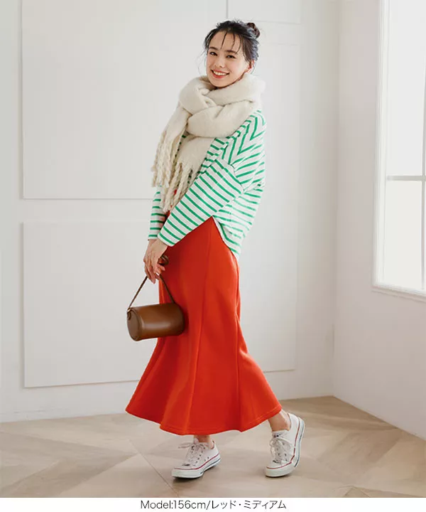 【新品】テーラーメイド セットアップ M セーター 裏起毛 ストレッチ スカート 裏起毛 ]エアリーマーメイドスカート [M3588] - レディース